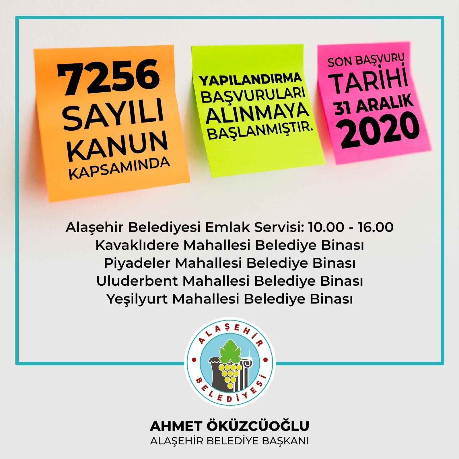 7256 Sayılı Kanun kapsamında borclarını yapılandırmak isteyen vatandaslarımız için basvuru alımına başladık.