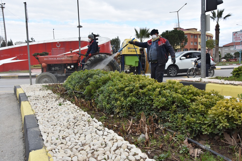 Ağaçlar ve Yeşil Alanlar İlaçlanıyor