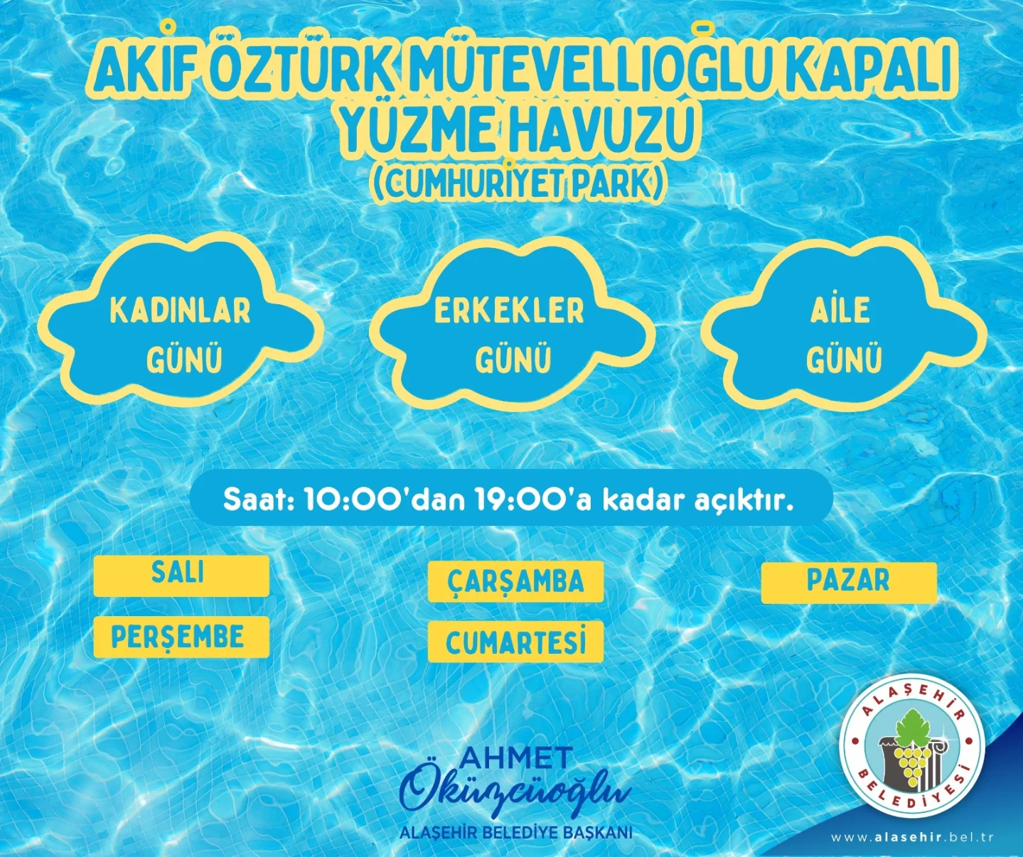 Akif Öztürk Mütevellioğlu Kapalı Yüzme Havuzu Güncel Gün ve Çalışma Saatleri