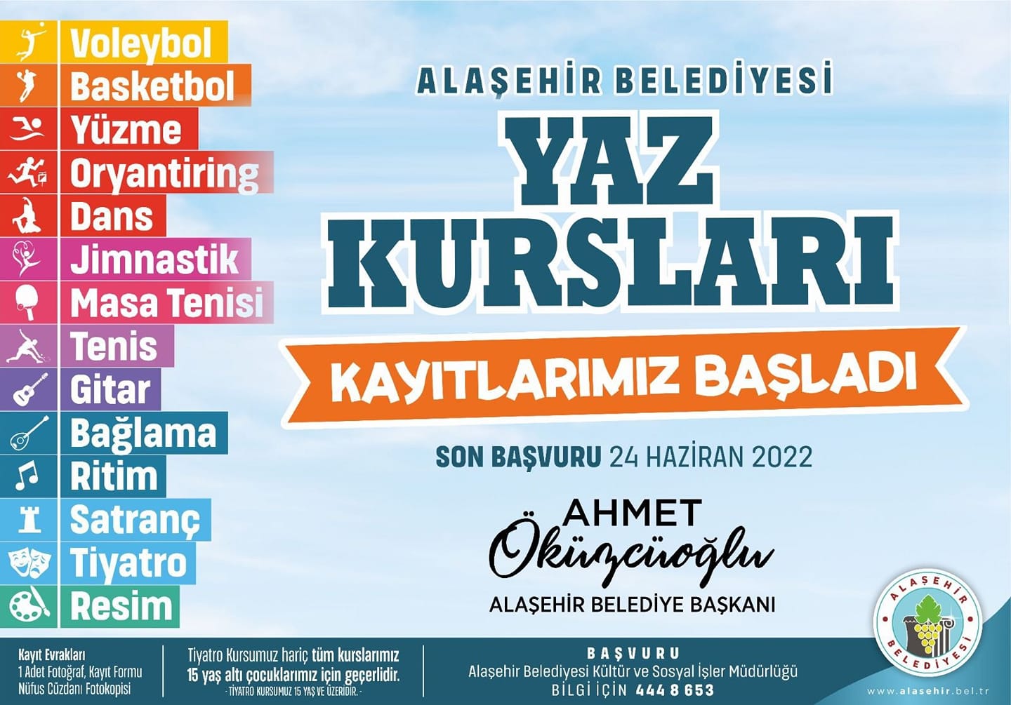 Alaşehir Belediyesi 2022 Yaz Kursları Kayıtlarımız Başladı