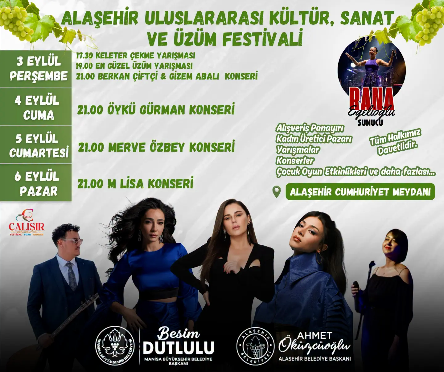 ALAŞEHİR ULUSLARARASI KÜLTÜR, SANAT VE ÜZÜM FESTİVALİ PROGRAM AKIŞI 