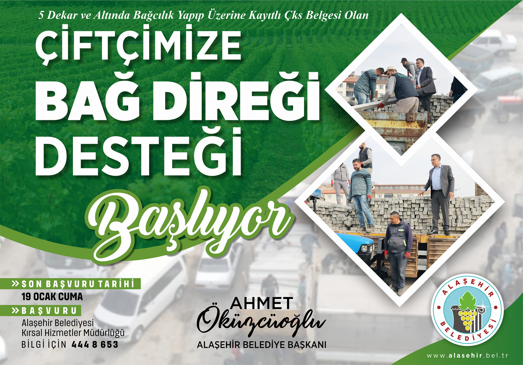 Çiftçimize Bağ Direği Desteği Başlıyor