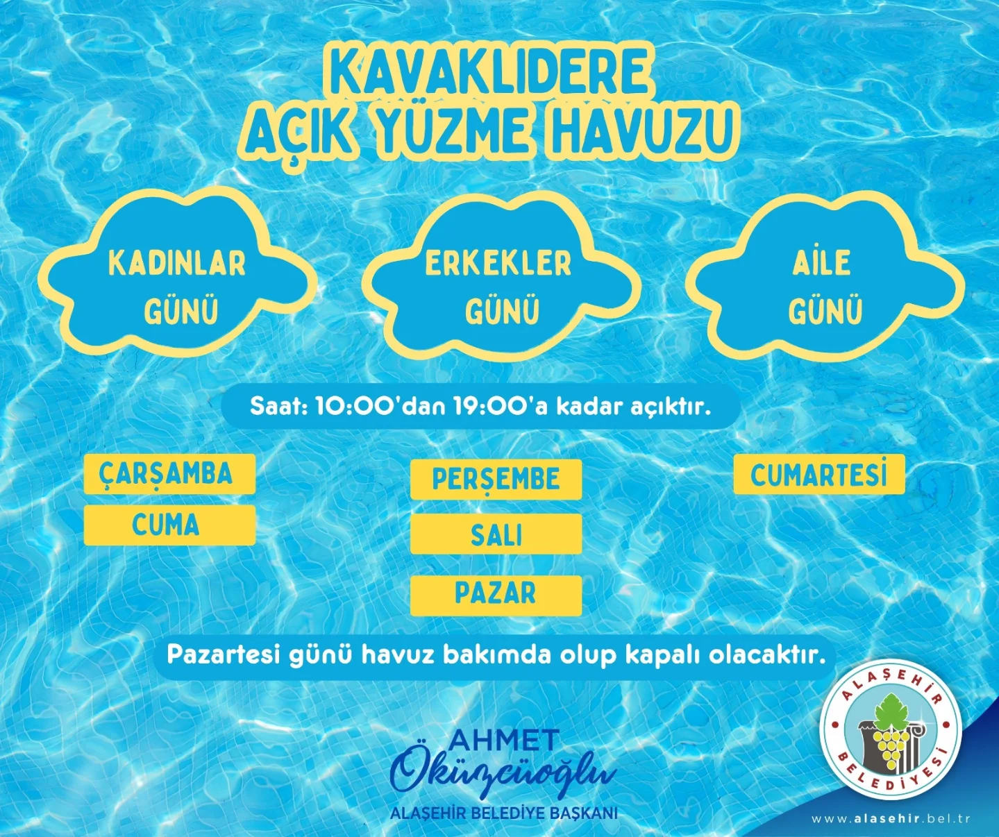 Kavaklıdere Açık Yüzme Havuzu Güncel Gün ve Saatlerimiz