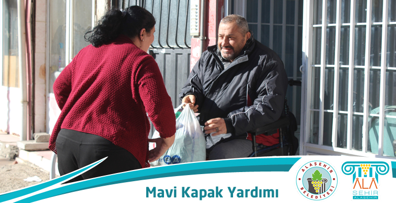 ALAŞEHİR BELEDİYESİNDEN ENGELLİLER DERNEĞİNE MAVİ KAPAK YARDIMI